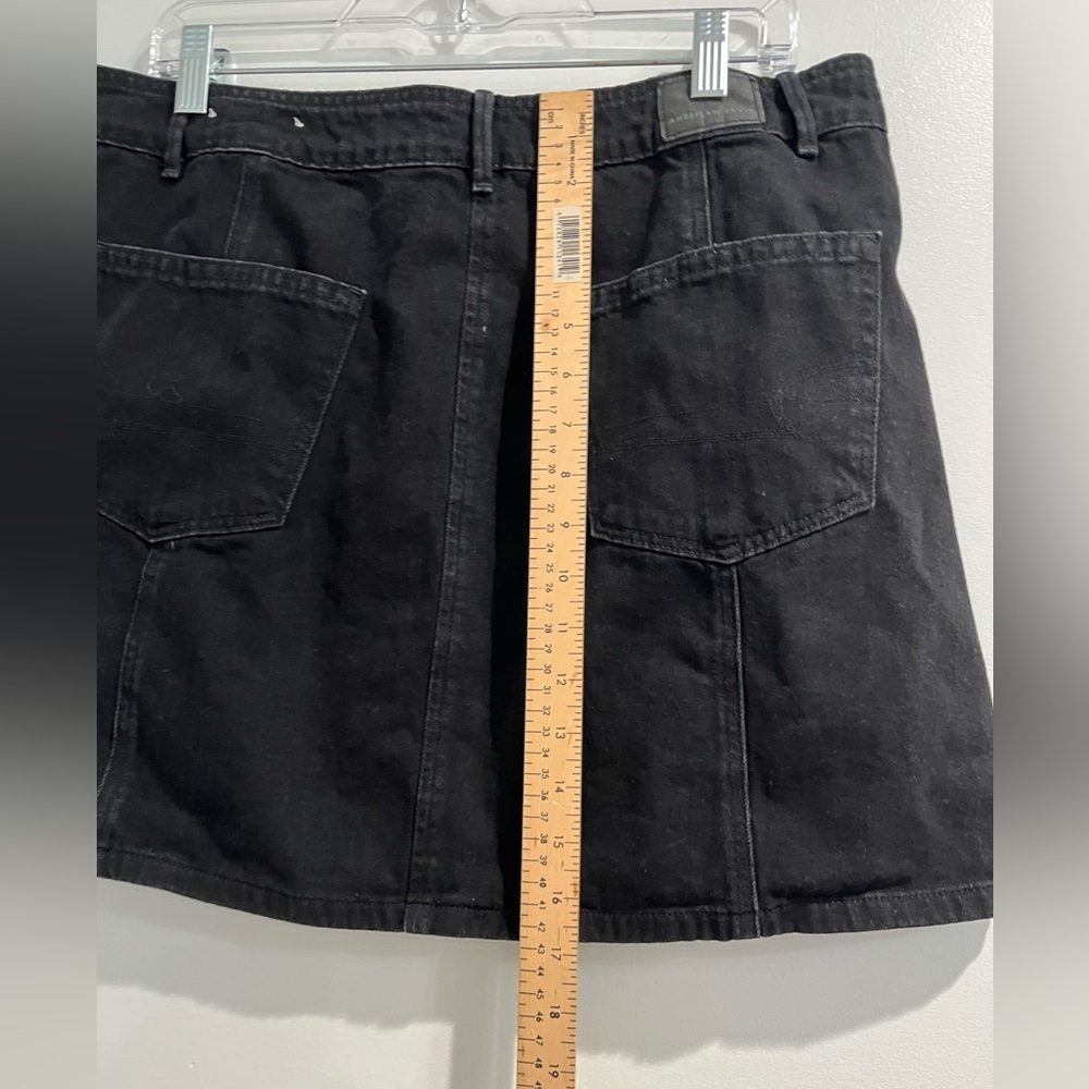 American Eagle Black Denim High Waist A-Line Button Front Skirt Sz.‎ 16 - Picture 4 of 8